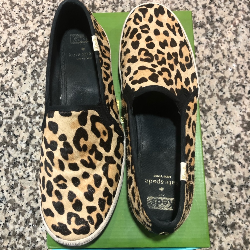 Keds x Kate Spade Leopard print slide ons
